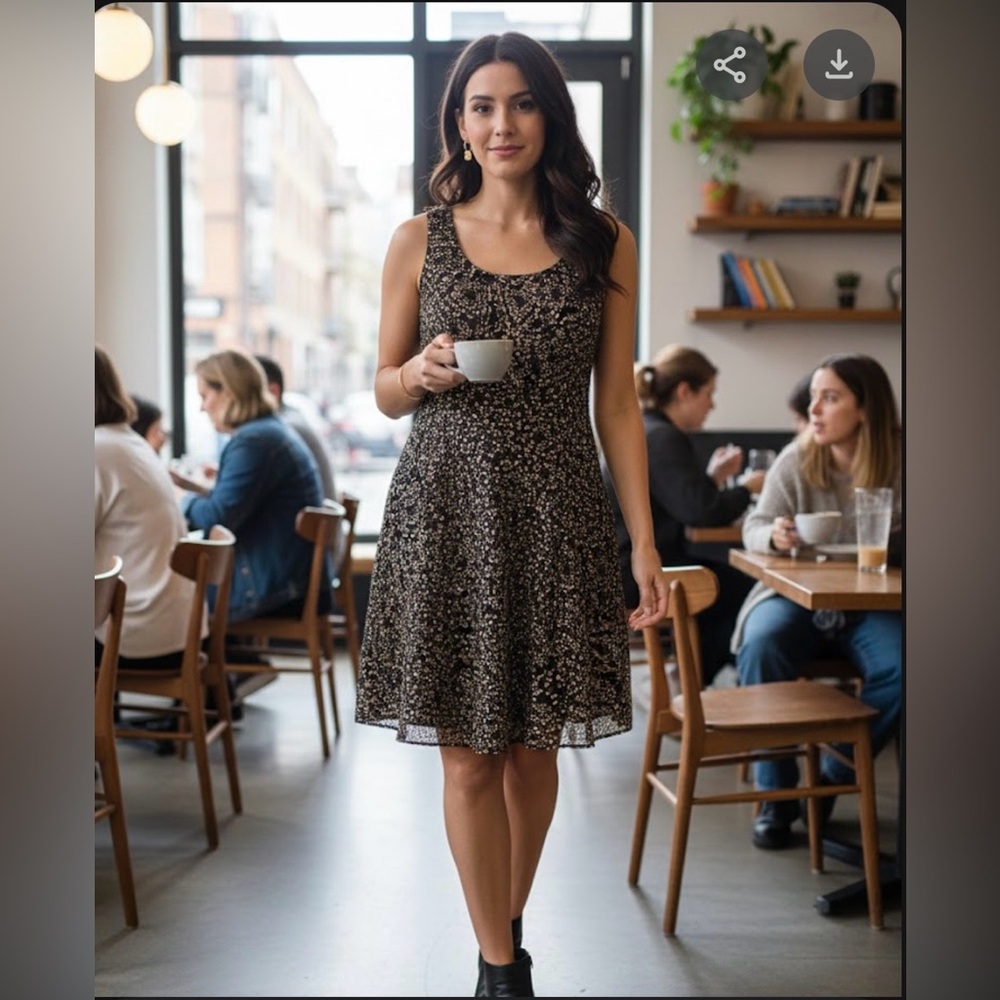 Studio I Black and Tan Midi Dress